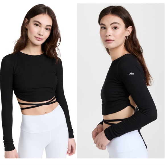 ALO Yoga Tops - ALO YOGA black ribbed wrap it up long sleeve